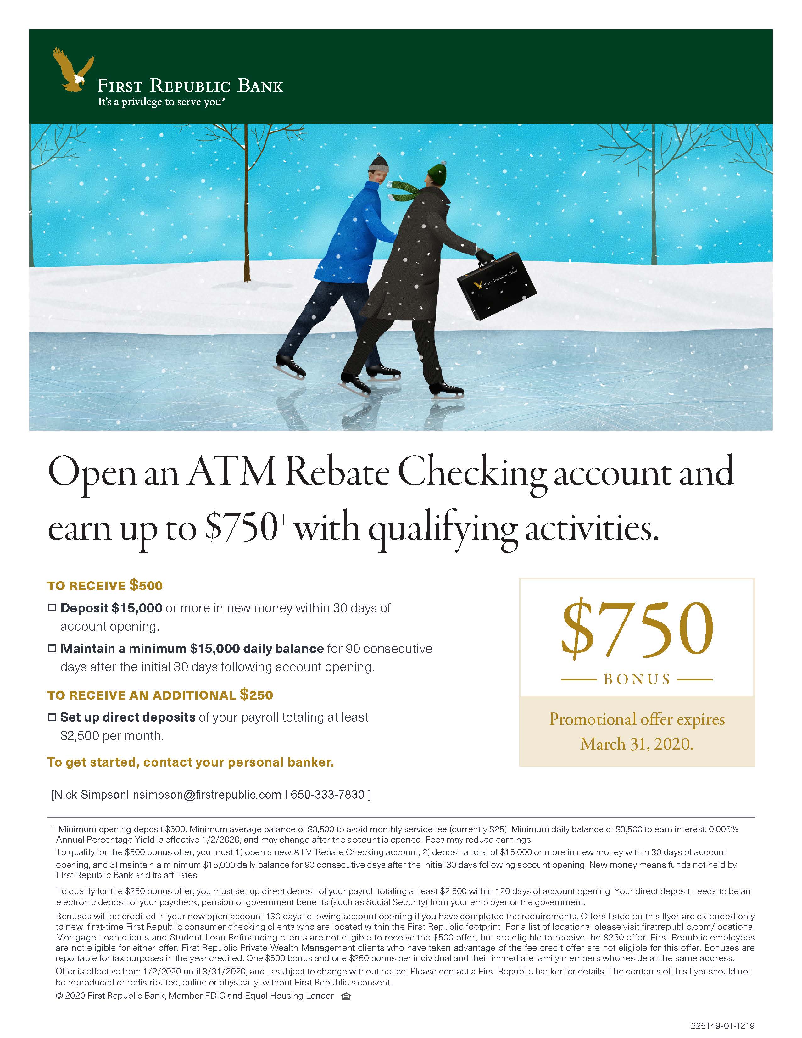MEMBER OFFER From First Republic Bank Open An ATM Rebate Checking 